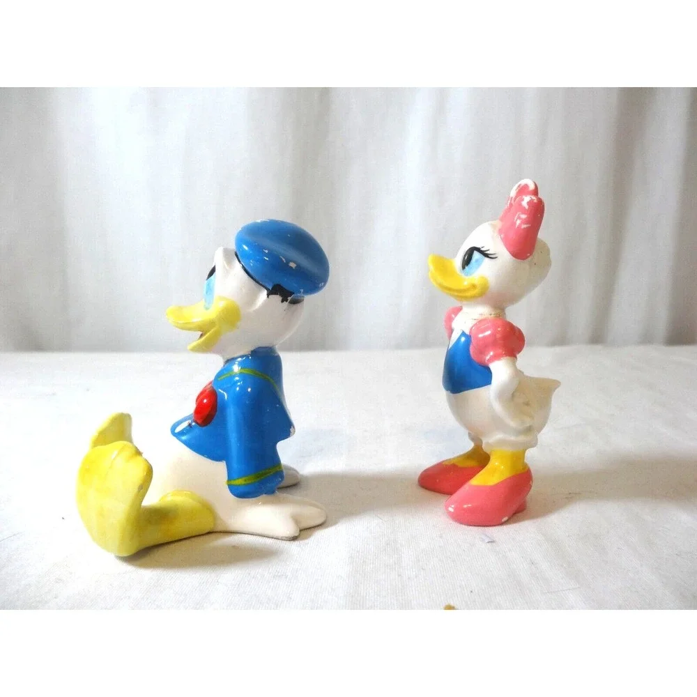 Vintage Donald and Daisy Duck Ceramic Figurines, Walt Disney Productions Japan